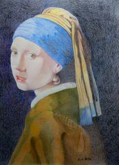 Girl with Pearl Earring a pencil crayon study