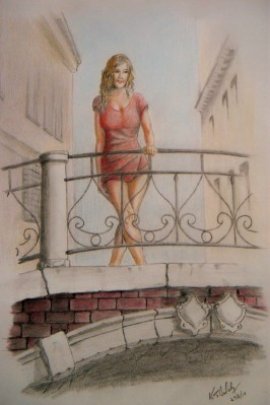 Girl On Venice Bridge By Boldy